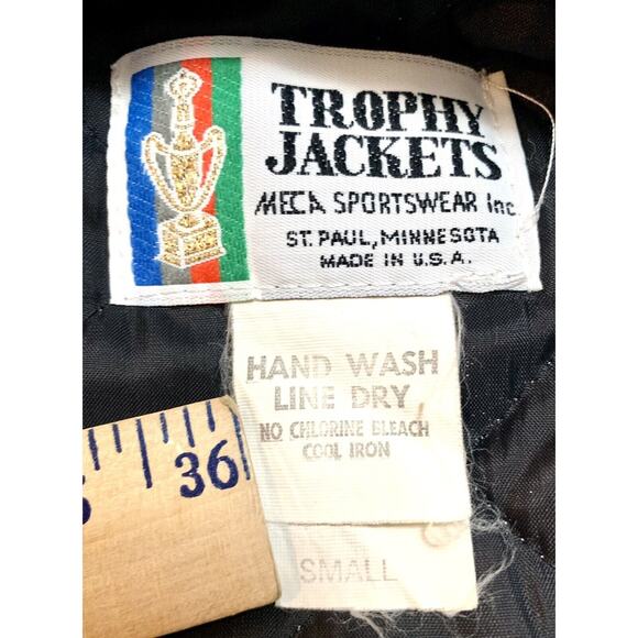 Vtg Trophy Jackets Patched Varsity Letterman Quilted Jacket Made USA Men's Small - Picture 9 of 11